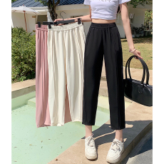 批发实拍免熨烫清凉垂感凉凉裤夏纯色休闲<b class='q'>哈伦</b>裤学园风宽松烟管女裤