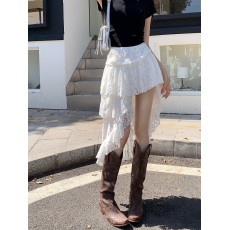 批发实价实拍 不规则<b class='q'>蕾丝</b><b class='q'>半身裙</b>白色蛋糕裙设计感高腰中长裙子