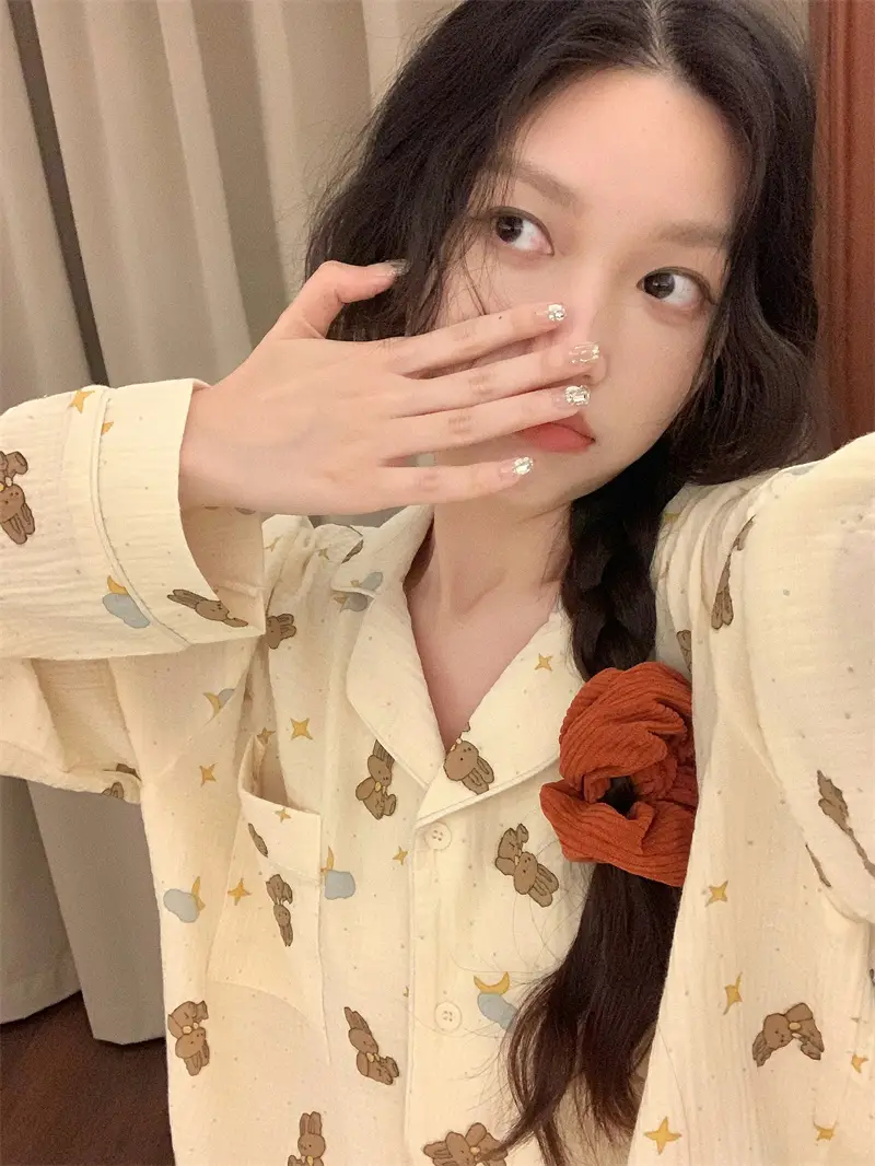 귀여운 리본 달 모양 홈웨어 세트 상세 이미지 2