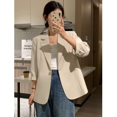 批发米色西装外套女小个子短款2026春夏季新款韩版高级感<b class='q'>七分袖</b>薄西服