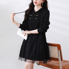 批发新中式国风潮流上衣卫衣<b class='q'>连衣裙</b>2026春季新款韩版盘扣网纱拼接女装