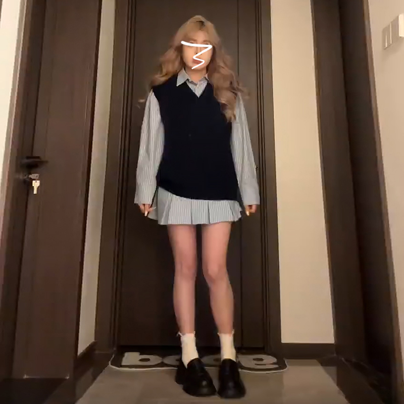 學院風套裝襯衫連衣裙子女2024新款早初春季小個子韓系穿搭超好看