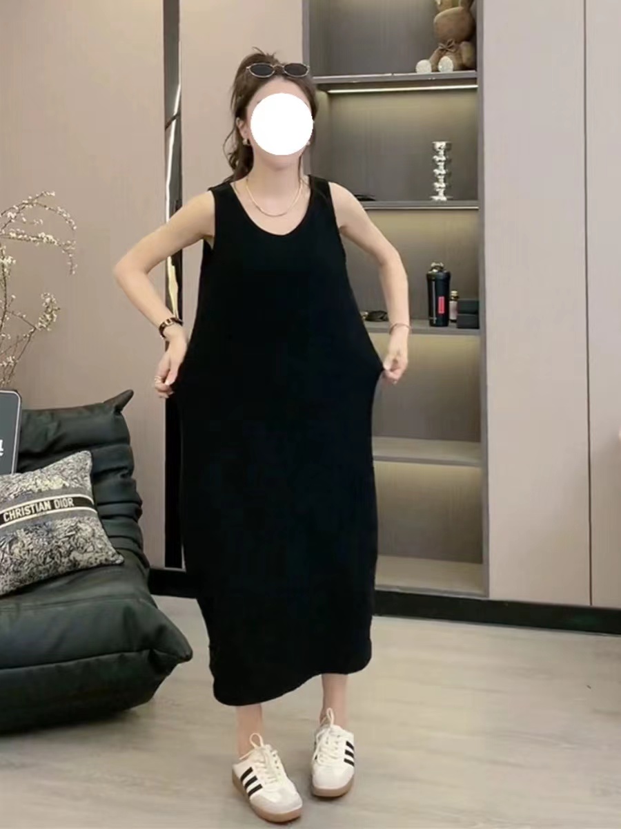 빅 사이즈 여성 의류 품격 출퇴근 슬립 여성 드레스 가을 만나는 슬림해 보이는 루즈핏 인사이드 가져 가라. 중간 길이 조끼 스커트