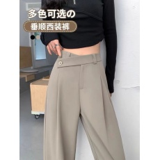 批发西装包边 设计感高腰西装裤女高级感垂感秋新款窄版阔腿裤子
