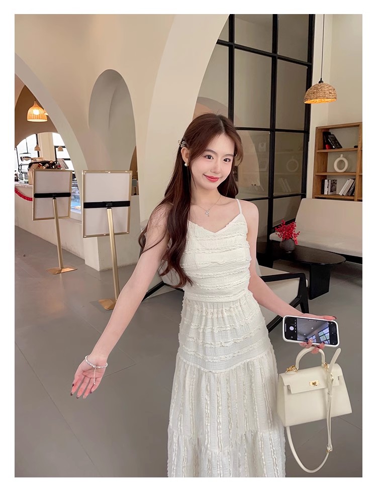 切糕自製小個子吊帶半身裙套裝2024新款女長裙顯瘦休閒背心兩件套
