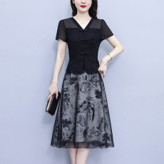 批发中年妈妈<b class='q'>夏装</b>洋气<b class='q'>连衣裙</b>气质2026新款中老年女夏季贵夫人品牌裙子