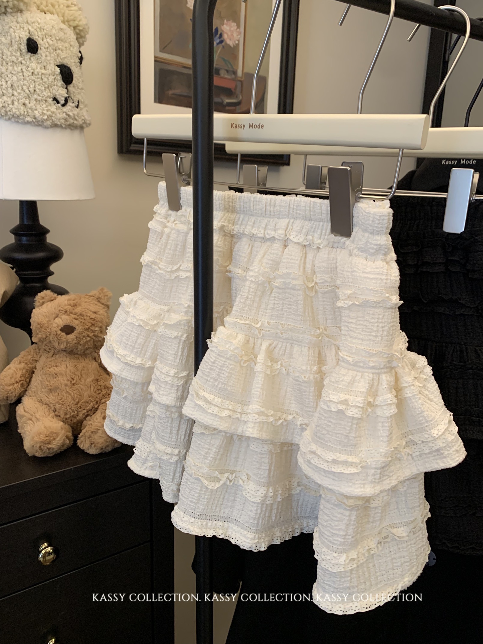 Real shot~Sweet French ruffled cake skirt with high waist and versatile short skirt