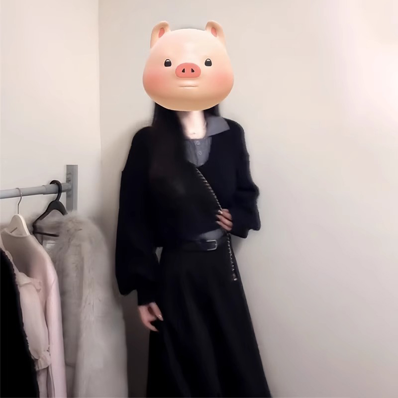 茶系穿搭一整套小個子香風黑色連衣裙女早春季2024年新款三件套裝