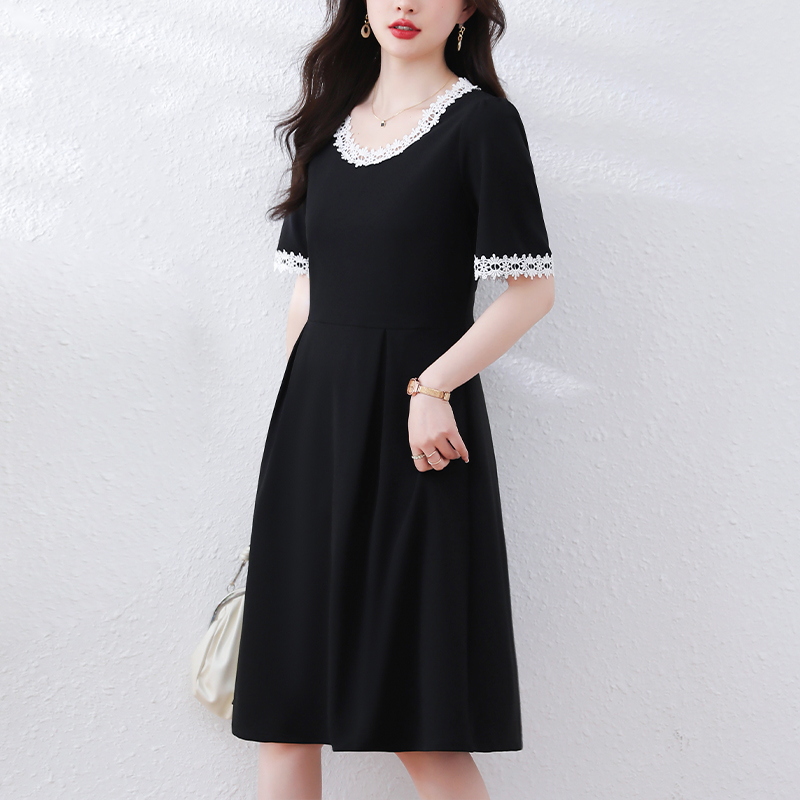 BY9152#法式赫本风胖mm甜美连衣裙夏季新款时尚淑女收腰显瘦A字裙子