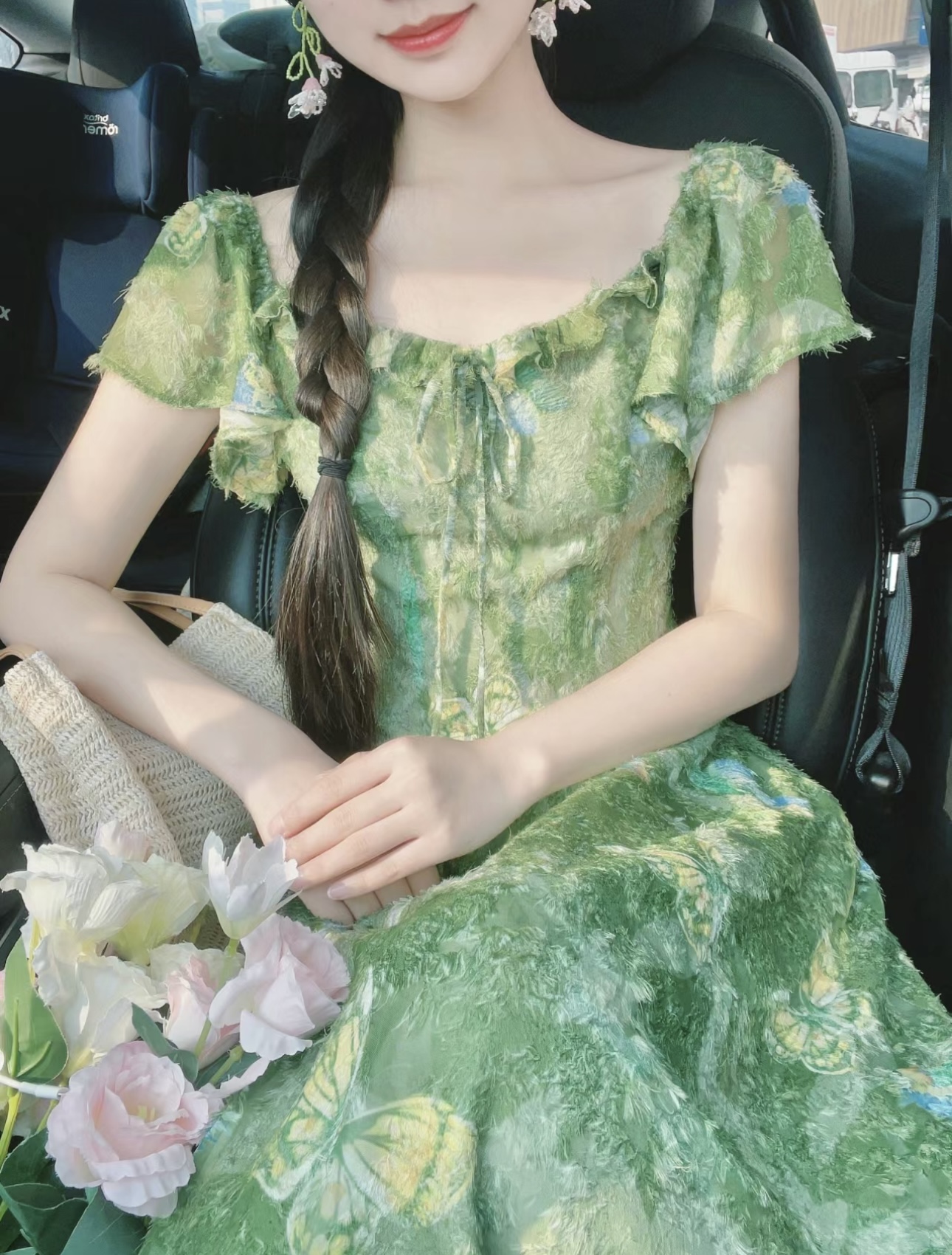 白水女風信綠薄荷~清透感荷葉邊連衣裙3/20 AM10:00限時9折