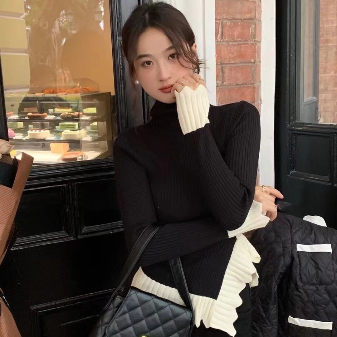 秋冬新款胖妹妹不規則針織衫上衣胖mm毛衣