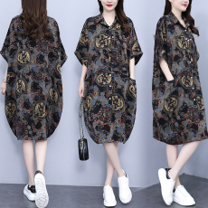 批发实拍2026夏季新款韩版POLO领遮肉衬衫连衣裙<b class='q'>中长款</b>休闲宽松型