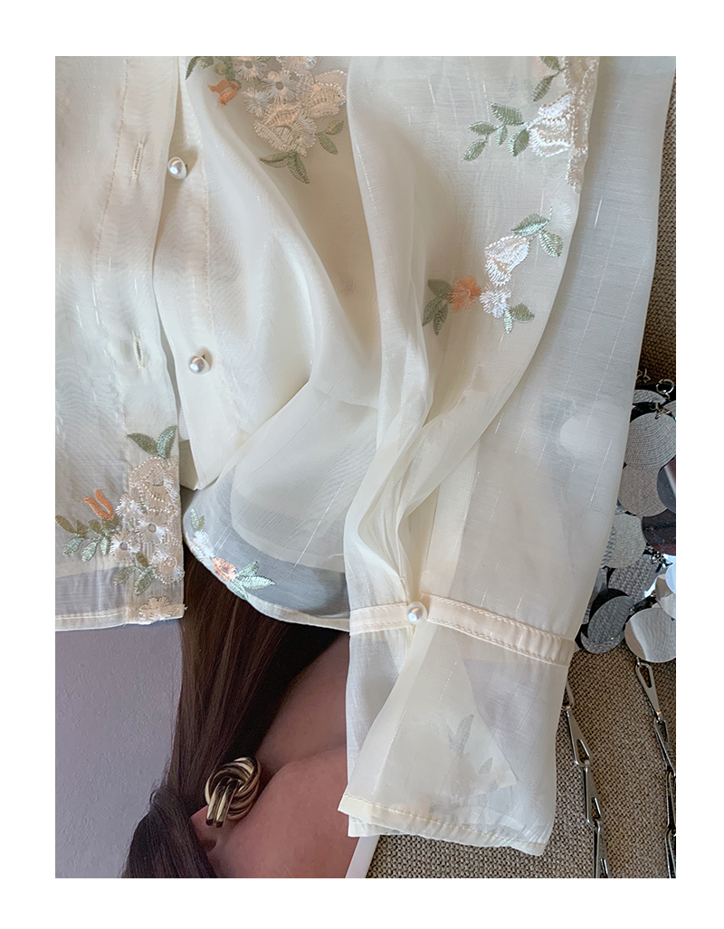新中式國風重工刺繡提花襯衫女2024年新款氣質盤扣禪意高級感小衫