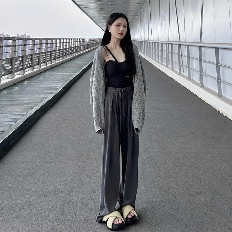 灰色寬鬆鏤空防曬針織開衫女夏季薄款外搭罩衫小個子短款披肩上衣