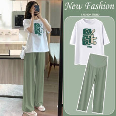 批发孕妇装夏季套装短袖上衣宽松休闲中长款<b class='q'>百搭</b>款时尚