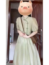 新中式国风连衣裙女夏季2024新款遮肉显瘦小个子法式汉服中长裙子