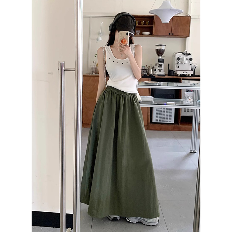 Summer 2024 new style A-line elastic waist skirt for women