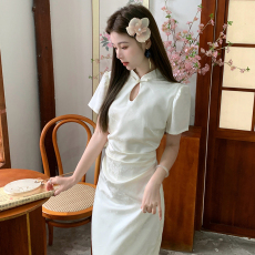 新中式大码女装旗袍中国风大码连衣裙旗袍纯色