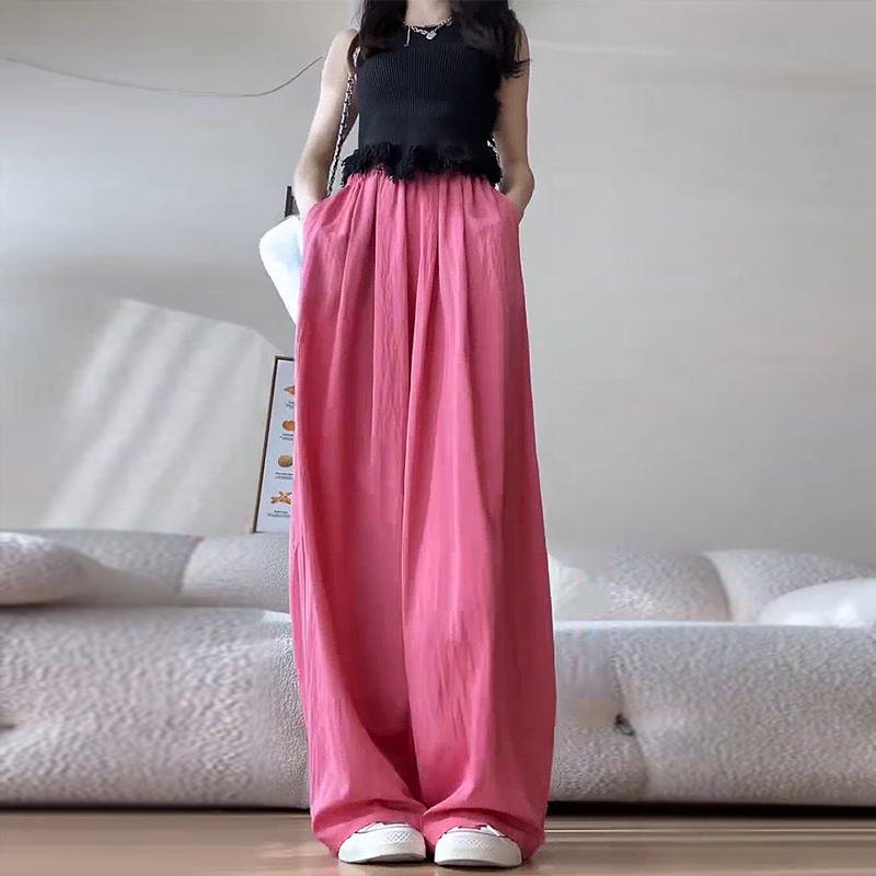 Small high-waisted casual wide-leg trousers for women in summer new popular style slimming and lazy style versatile trousers