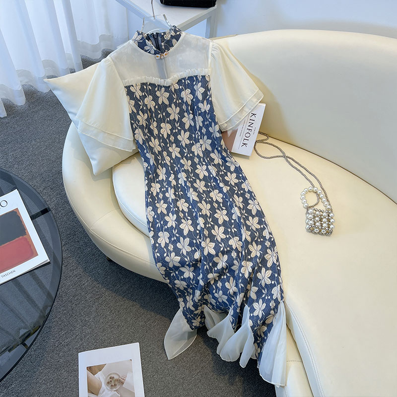 FA36342# 年轻款新中式旗袍女夏季新款显瘦少女初恋鱼尾汉元素连衣裙 服裝批發女裝批發服飾貨源