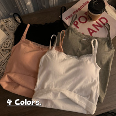 Actual shot of spring and summer solid color lace trim with small camisole for women to slim and beautiful back, tube top, outer wear and chest wrapping