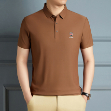 批发中青年翻领短袖冰丝无缝男T恤夏季薄款速干POLO衫休闲大码爸爸装