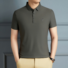 批发2024夏季新款男士冰丝短袖无缝t恤抗皱翻领POLO衫休闲<b class='q'>商务</b>爸爸装