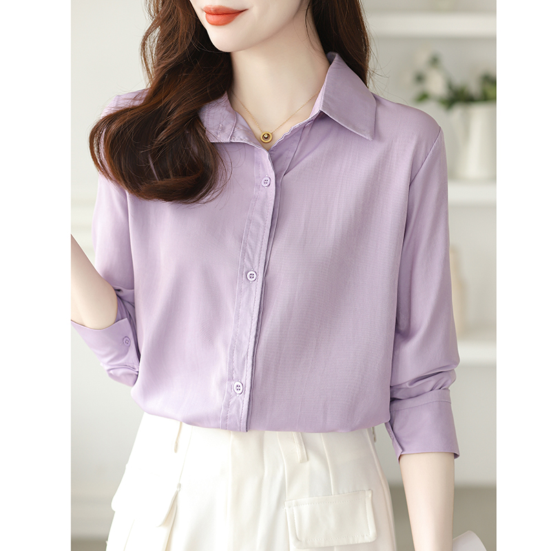 PF5120#新款韩版纯色法式设计感气质大码长袖衬衫女裝貨源服裝批發