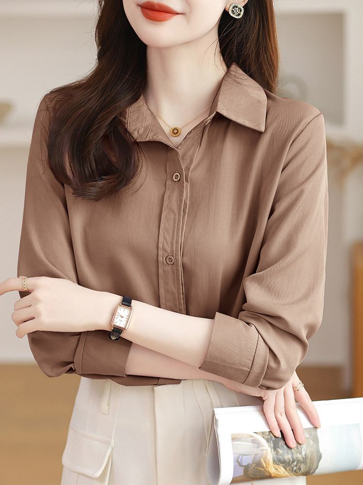 实拍 现货 9色5码 2024新款韩版纯色法式设计感气质大码长袖衬衫
