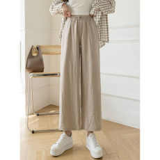 批发棉麻裤子女<b class='q'>夏</b>季薄款小个子亚麻休闲裤宽松显瘦高腰垂感直筒阔腿裤