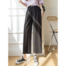 批发棉麻裤子女夏季薄款小个子亚麻休闲裤宽松显瘦高腰垂感直筒阔腿裤