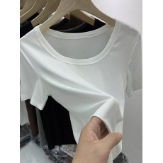 批发40支94棉精梳棉直播品质大红色短袖T恤女修身百打底衫基础ins上衣