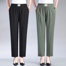 批发2025春夏季新款女士薄裤子中老年女裤高档<b class='q'>九分裤</b>宽松<b class='q'>休闲</b>直筒裤子