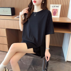 批发3075#实拍抖音质量实价/后包领/纯棉/宽松洋气跑步运动服两件套