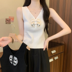 批发实拍大码<b class='q'>女装</b>夏装新款胖mm中式国风刺绣修身显瘦冰丝无袖背心上衣