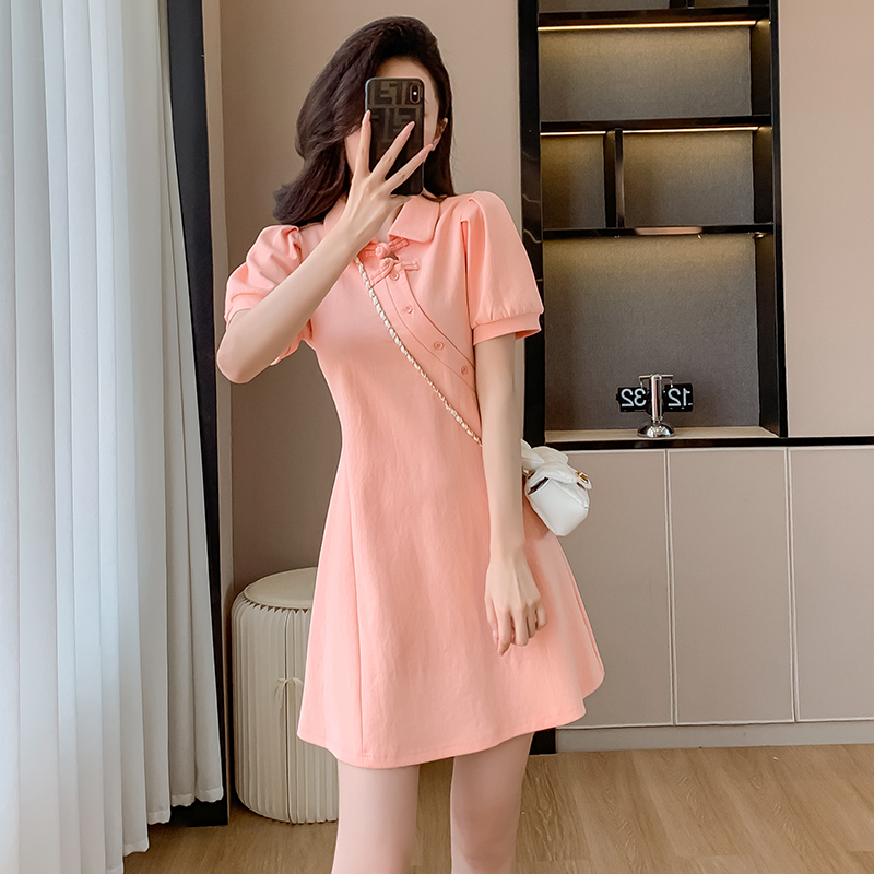 RY2240#夏季新中式国风改良版小香风连衣裙拼接设计感减龄裙子