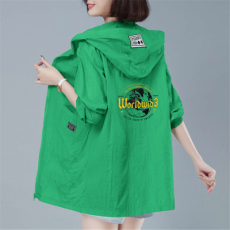 批发中长款宽松防晒衣女外穿夏季透气印花防晒服防紫外线长袖薄外套女