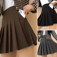 批发创峰全松紧+真口袋百褶<b class='q'>裙</b>女高腰短<b class='q'>裙</b>a<b class='q'>字</b>百搭秋冬口袋<b class='q'>半身裙</b>