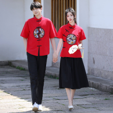 批发新款情侣装中国风新中式学生<b class='q'>演出服</b>诗歌朗诵比赛服班服图案有版权