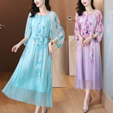 批发<b class='q'>真丝</b><b class='q'>连衣裙</b>2026春夏新款高端轻奢名媛碎花裙法式年轻浪漫桑蚕丝裙