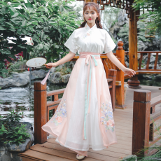 批发实拍原创日常汉服女新中式裙子中国风交领上衣刺绣舞蹈演出服套装