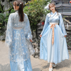 批发实拍新中式上衣原创汉服中国风舞蹈演出服古风仙女蕾丝大袖衫套装