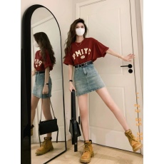 批发<b class='q'>夏</b>季韩式温柔休闲茶系气质高级时尚上衣牛仔半身裙两件套装女