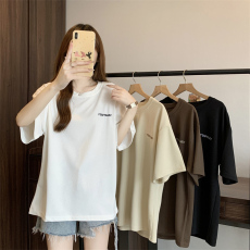 批发实拍ins超火刺绣<b class='q'>短袖</b>T恤女夏季新款宽松韩版百搭chic港味体恤上衣