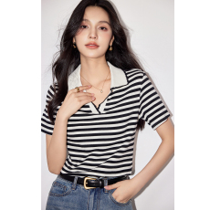 批发实拍◆有◆大码女装<b class='q'>清凉</b>感针织短袖T恤夏季新款气质翻领上衣