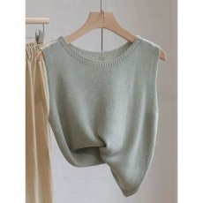 批发春秋针织打底2024新款<b class='q'>品牌</b>女装秋装上衣马甲背心薄款羊绒内搭T恤