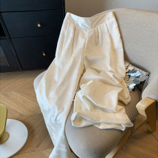 批发实拍 新中式国风提花休闲裤女<b class='q'>春</b>季垂感直筒阔腿裤子