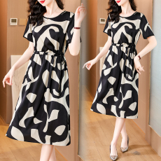 批发时尚<b class='q'>妈妈</b>装蚕丝连衣裙女2026夏装新款气质名媛中年妈妈印花<b class='q'>裙子</b>