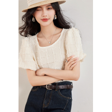 实拍◆有◆2026夏短袖衬衫新款女法式通勤百搭别致泡泡袖上衣