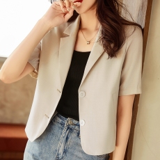 批发夏短袖薄款棉麻<b class='q'>小西装</b>外套女2026新款时尚气质<b class='q'>短款</b>小个子西服上衣